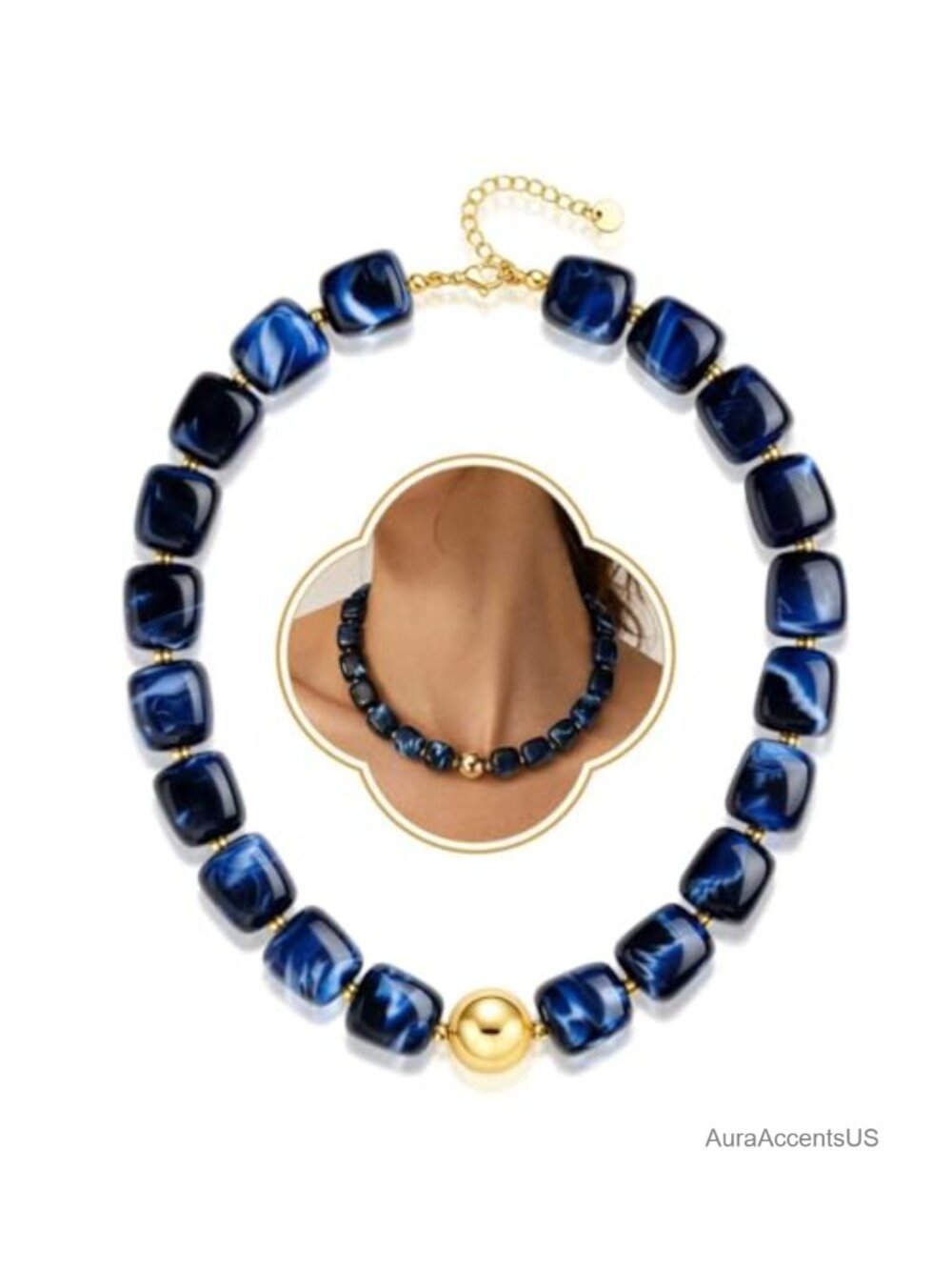 Chunky Beaded Statement Necklace Adjustable Boho Summer Beach Jewelry Gift